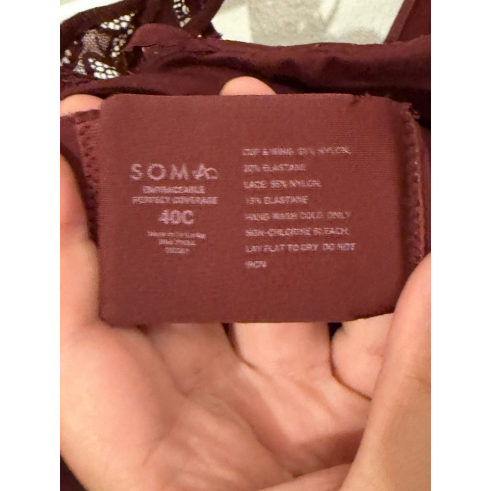 Soma Embraceable Perfect Coverage Elegant Purple Lace Convertible Bra 40C - Picture 4 of 4